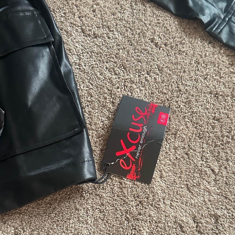 Black Women's Faux Leather Jacket - Picture 5 of 7